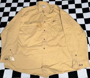 Carhartt Men's XL Long Sleeve Button Down Work Shirt Tan